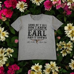 Dixie Chicks Earl T-Shirt Grey w/Longhorn & Barbed Wire Graphic Large. IYKYK